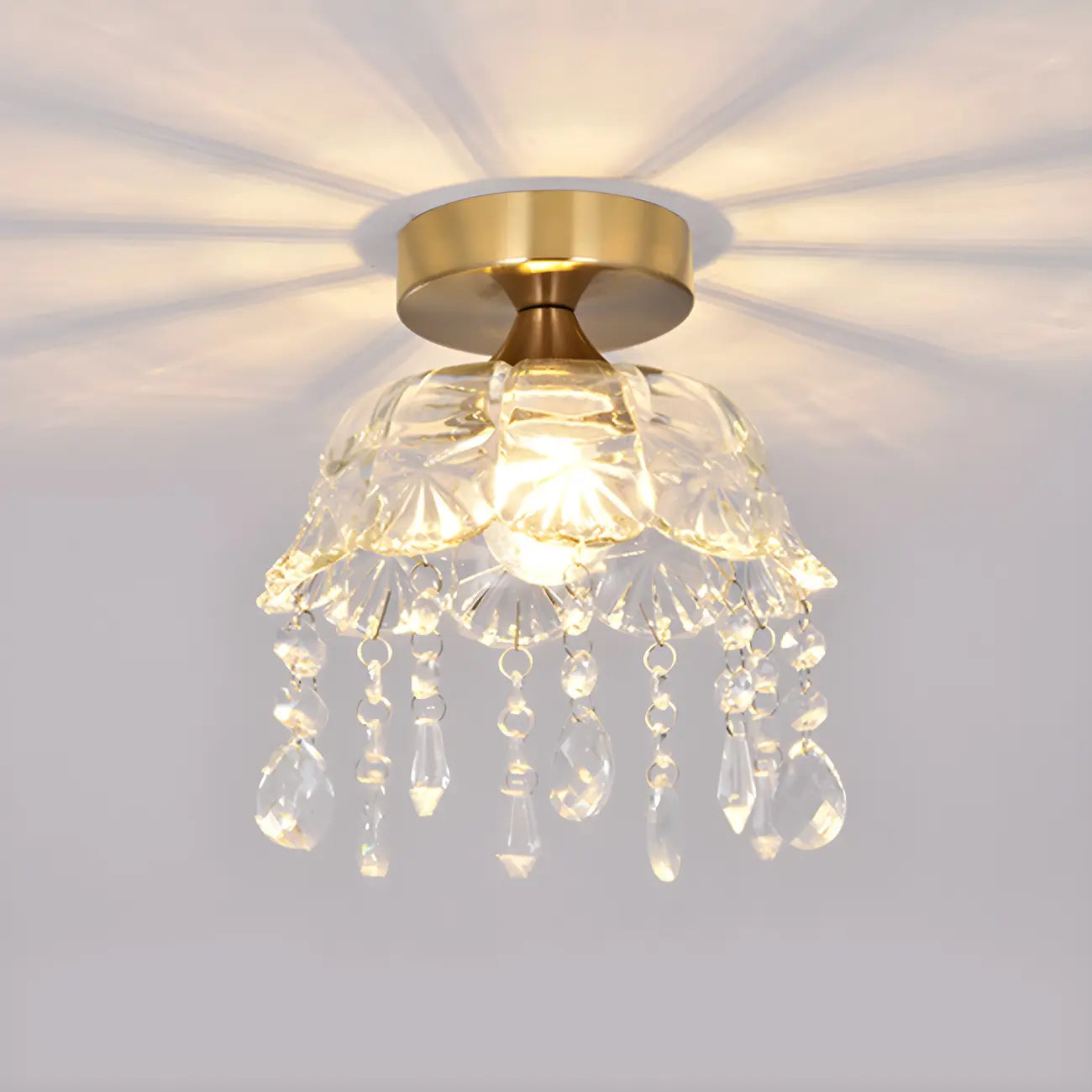 Contemporary LED Brass Semi-Flush Ceiling Light for Home