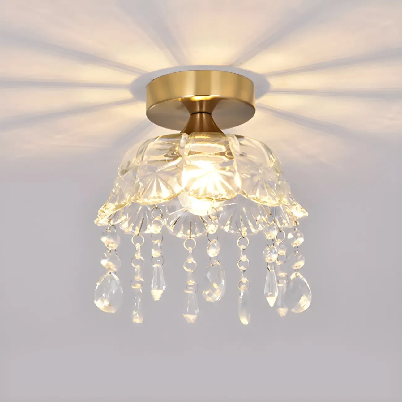 Contemporary LED Brass Semi-Flush Ceiling Light for Home