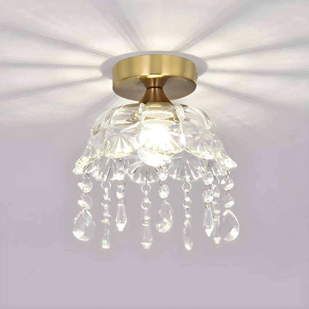 Contemporary LED Brass Semi-Flush Ceiling Light for Home