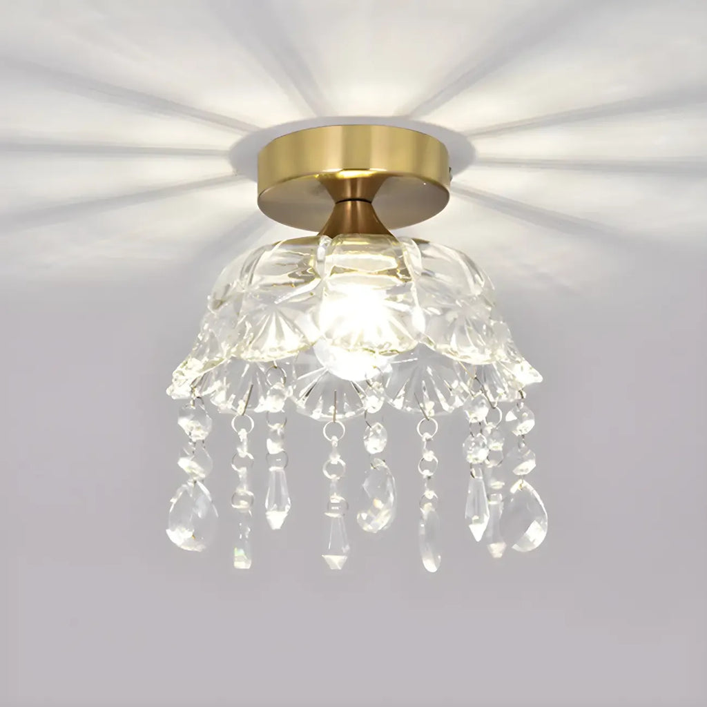 Contemporary LED Brass Semi-Flush Ceiling Light for Home