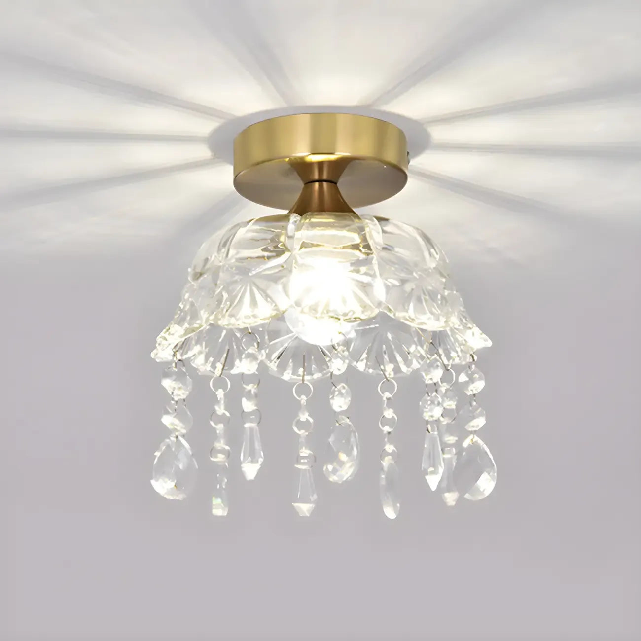Contemporary LED Brass Semi-Flush Ceiling Light for Home