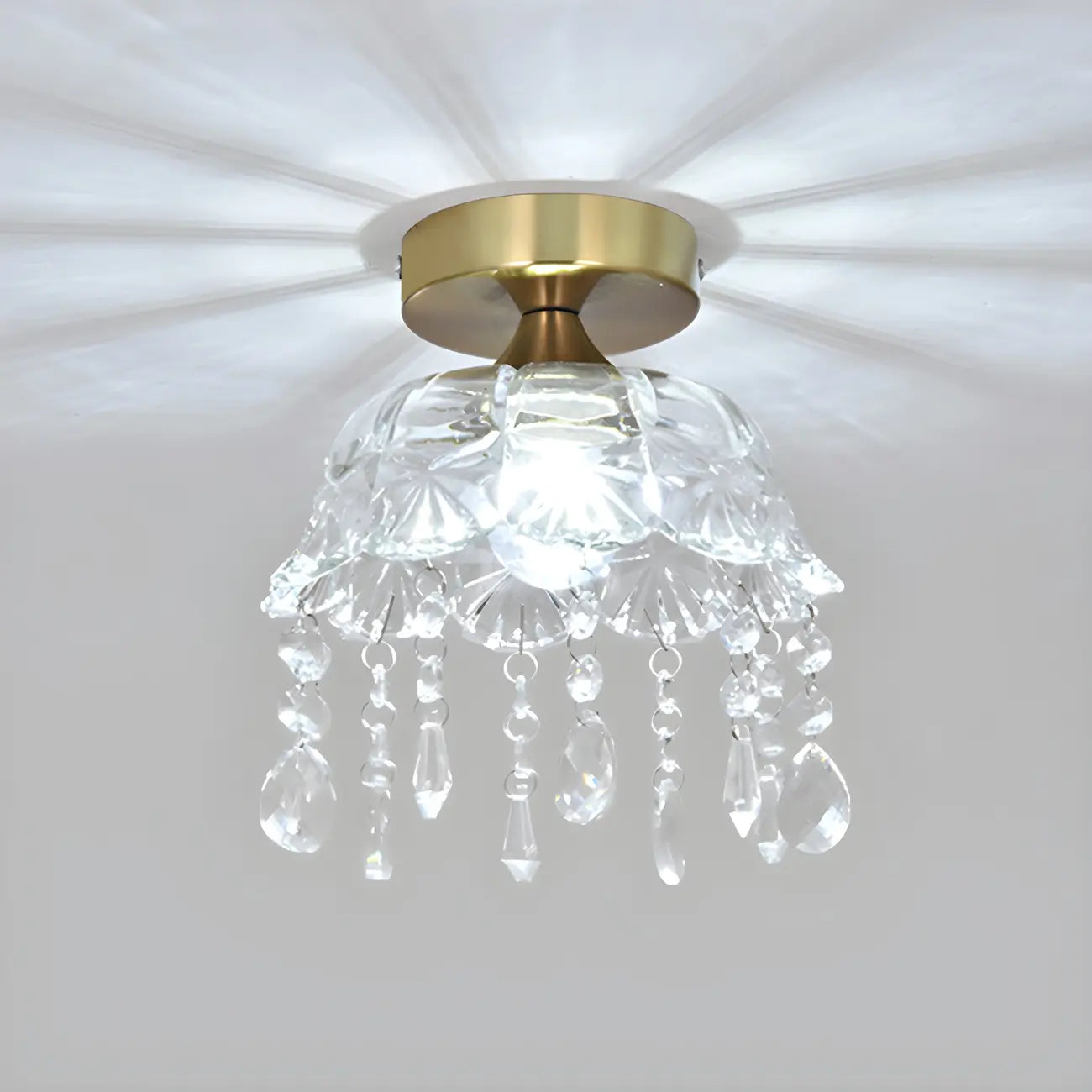 Contemporary LED Brass Semi-Flush Ceiling Light for Home