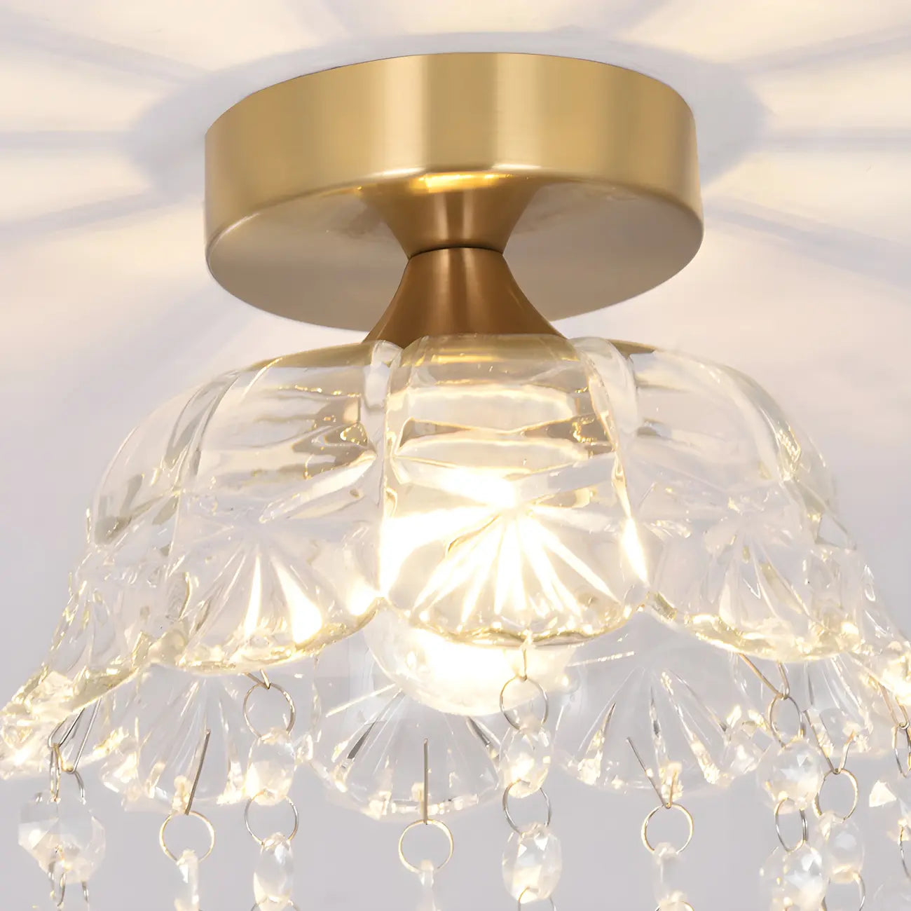 Contemporary LED Brass Semi-Flush Ceiling Light for Home
