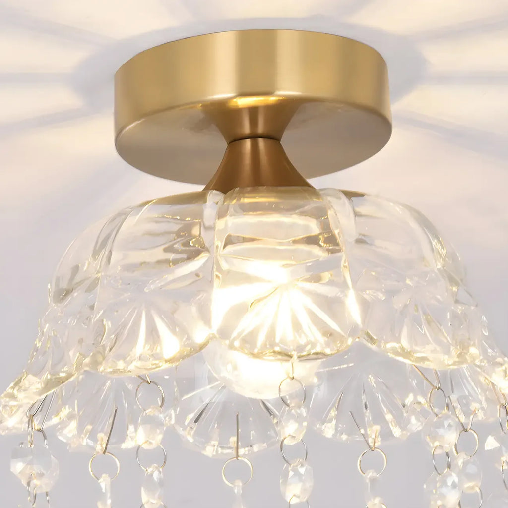 Contemporary LED Brass Semi-Flush Ceiling Light for Home