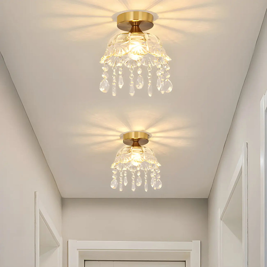 Contemporary LED Brass Semi-Flush Ceiling Light for Home