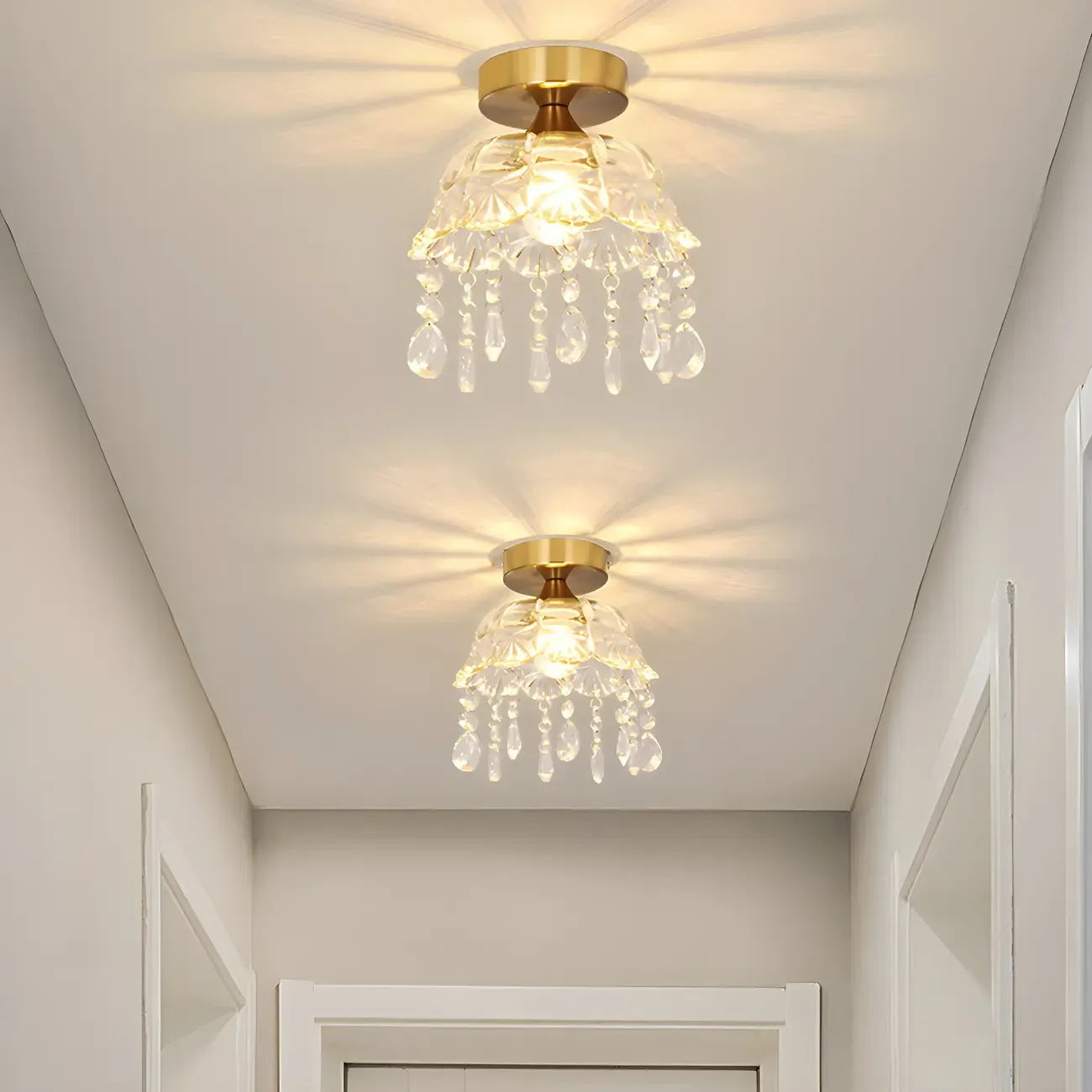 Contemporary LED Brass Semi-Flush Ceiling Light for Home
