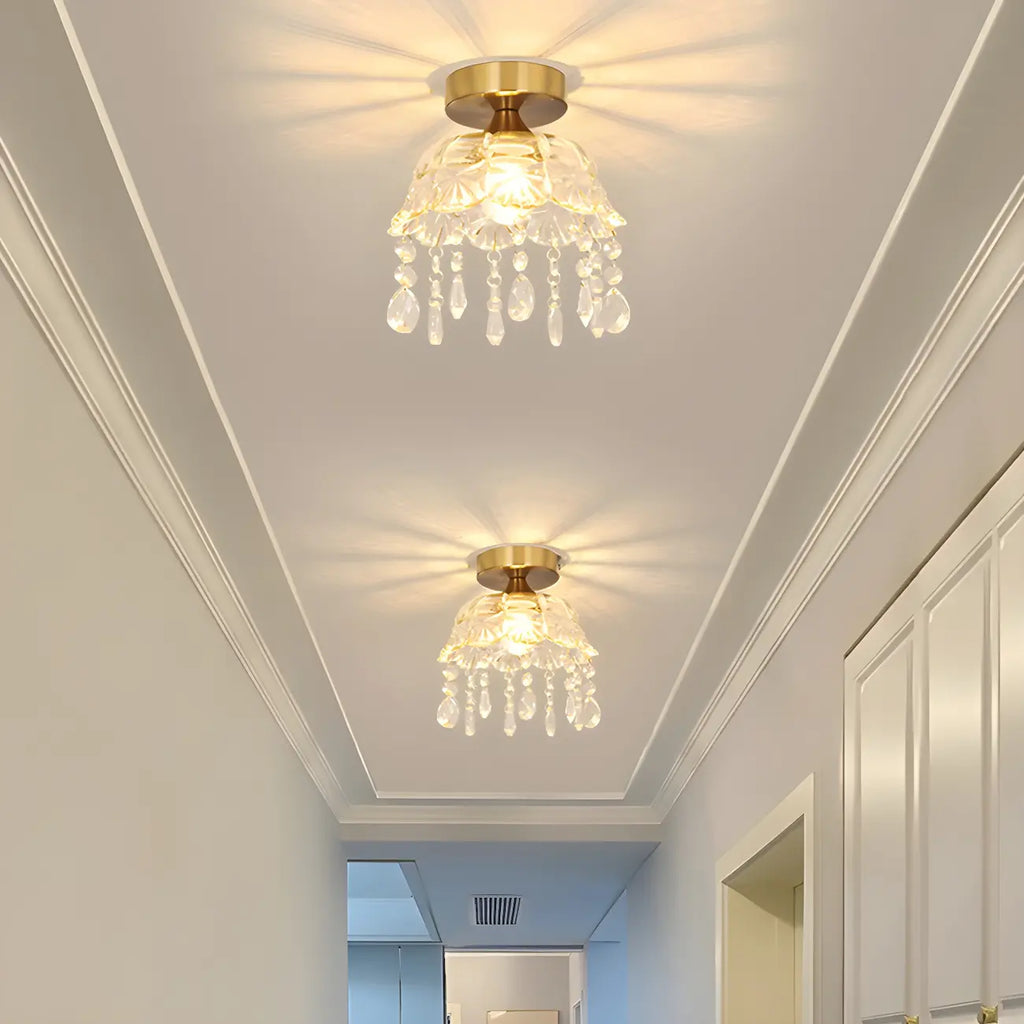Contemporary LED Brass Semi-Flush Ceiling Light for Home
