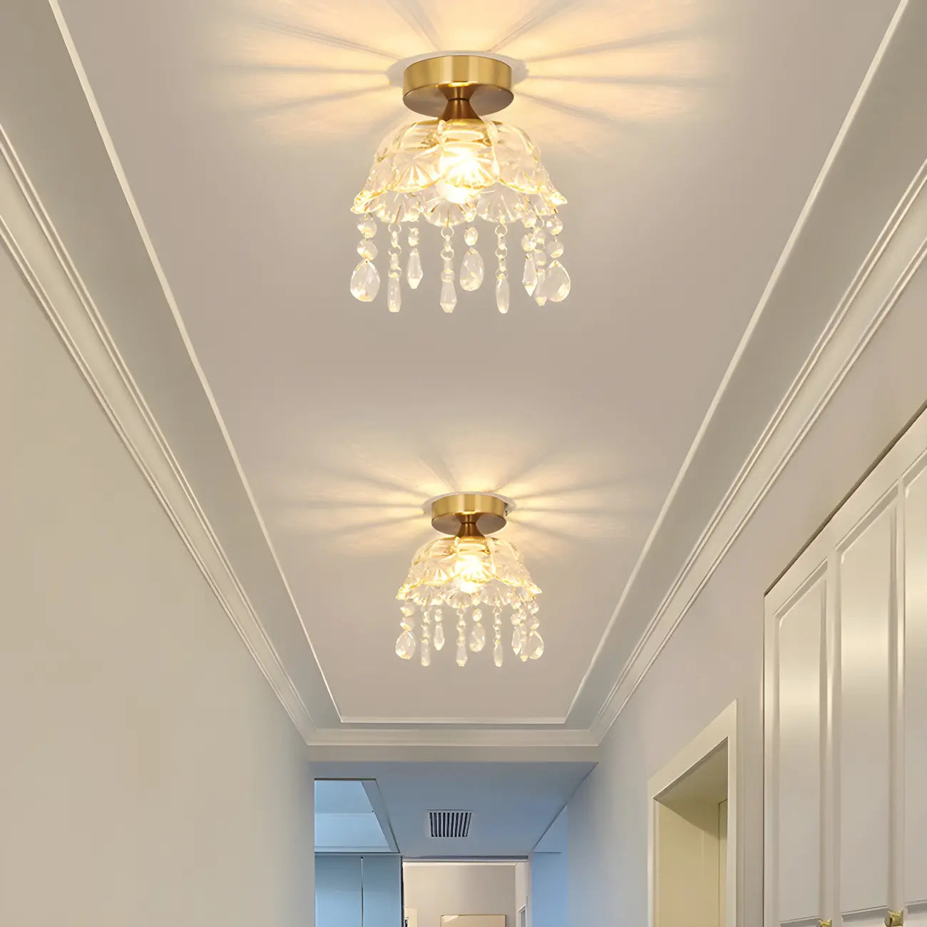 Contemporary LED Brass Semi-Flush Ceiling Light for Home
