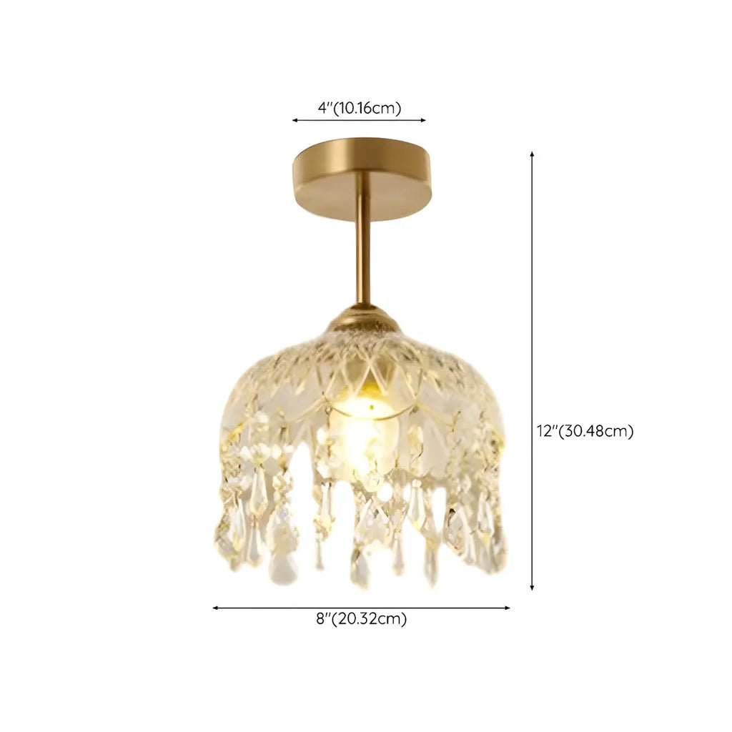 Contemporary LED Brass Semi-Flush Ceiling Light for Home