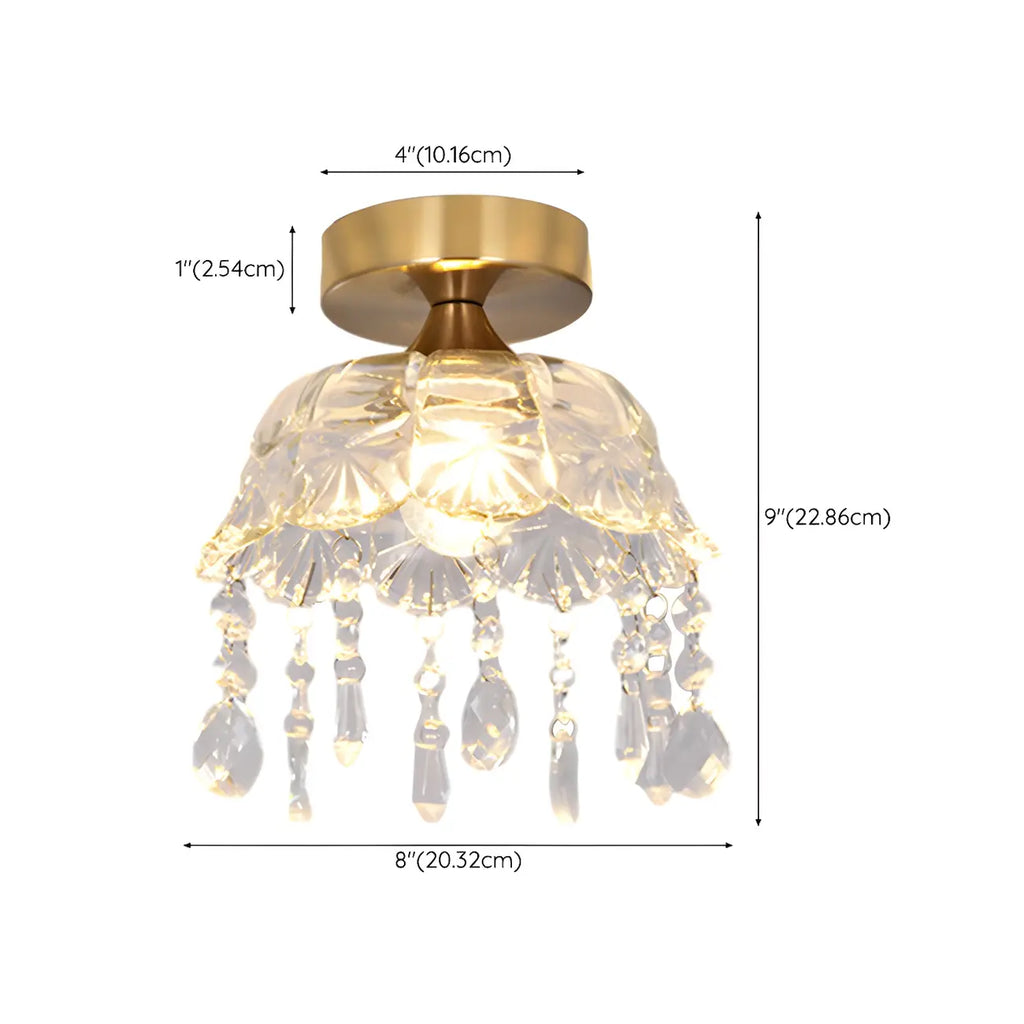 Contemporary LED Brass Semi-Flush Ceiling Light for Home