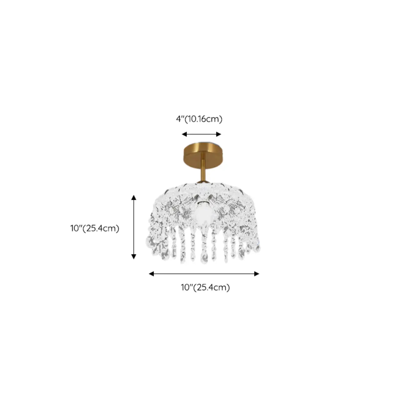 Mini 1 Light Gold Crystal Chandelier Semi Flush Ceiling Light
