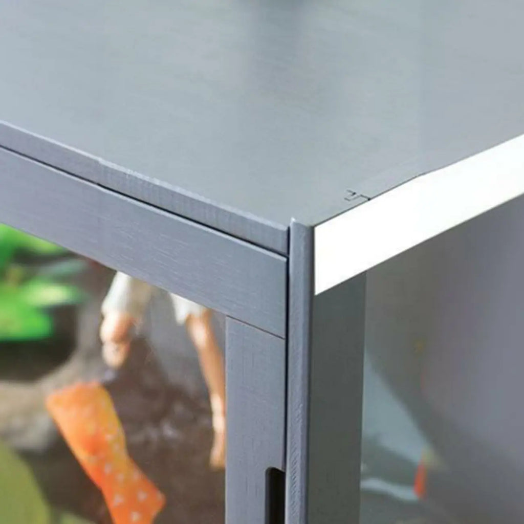 Modern Grey Bamboo Glass Display Cabinet for Living Room