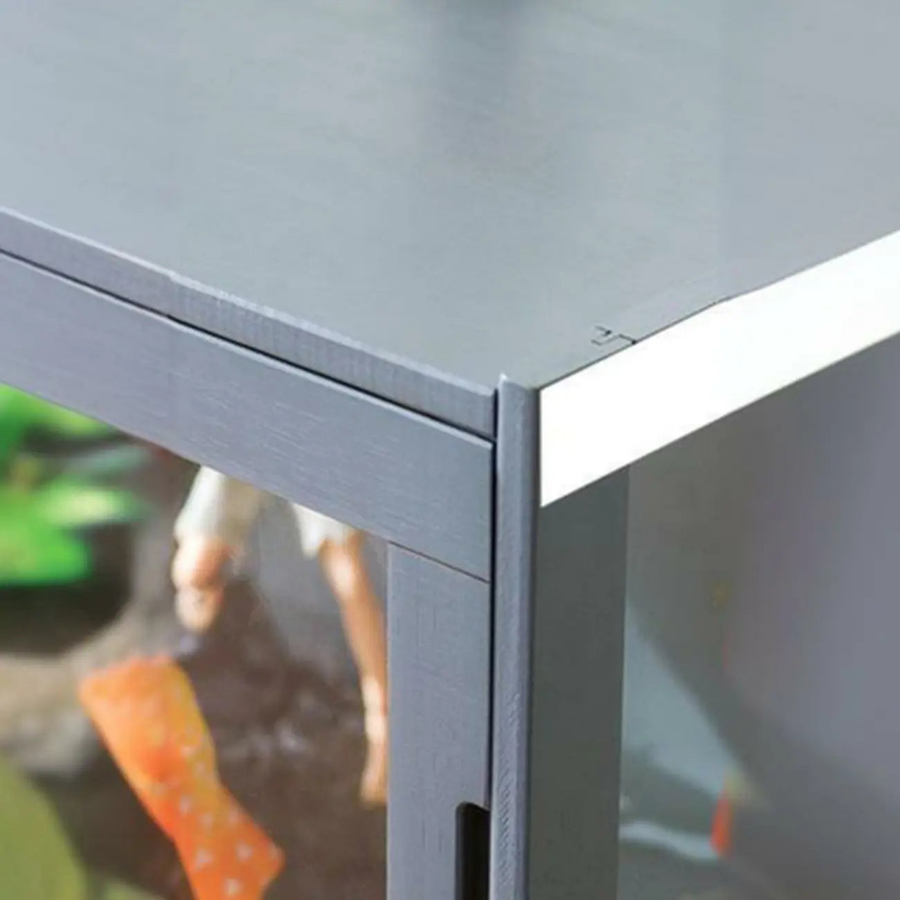 Modern Grey Bamboo Glass Display Cabinet for Living Room