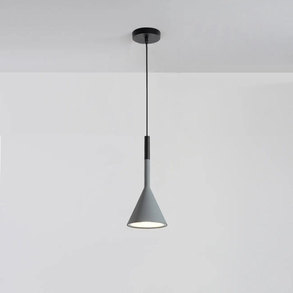Aluminum Cone Minimalist Gray Bedroom Pendant Light