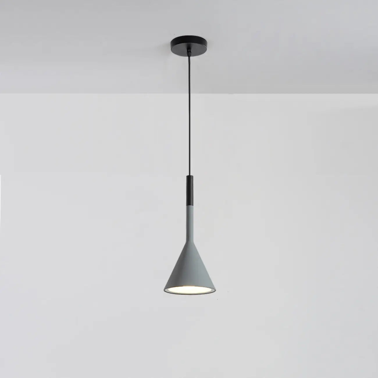 Aluminum Cone Minimalist Gray Bedroom Pendant Light