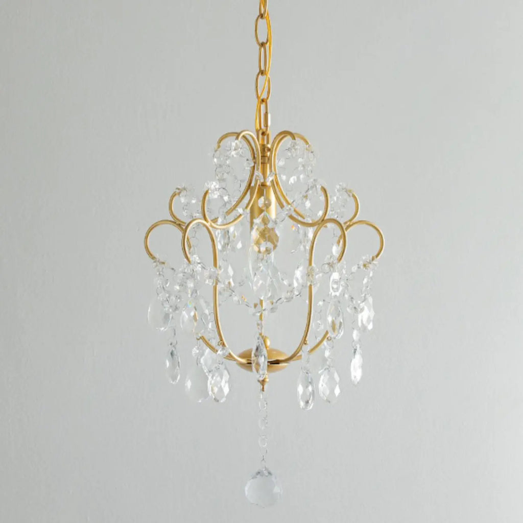 Elegant Gold Crystal Mini Kitchen Pendant Light Adjustable Chain
