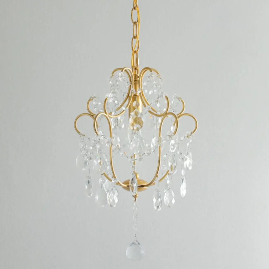 Elegant Gold Crystal Mini Kitchen Pendant Light Adjustable Chain