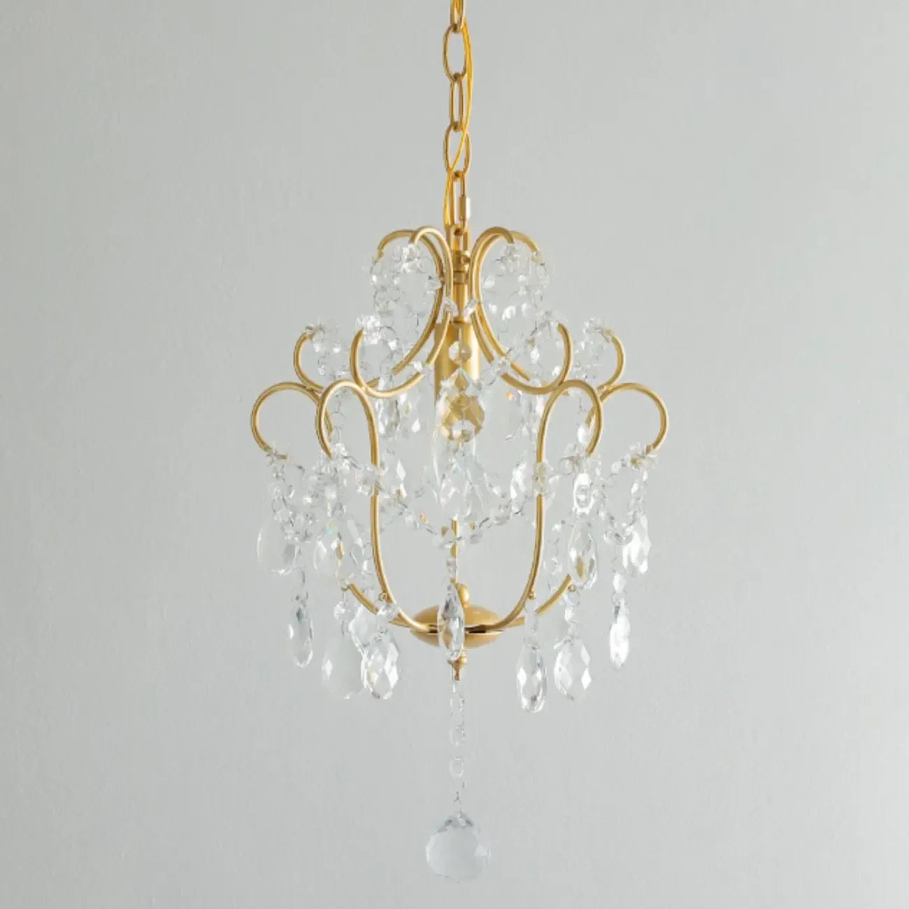 Elegant Gold Crystal Mini Kitchen Pendant Light Adjustable Chain