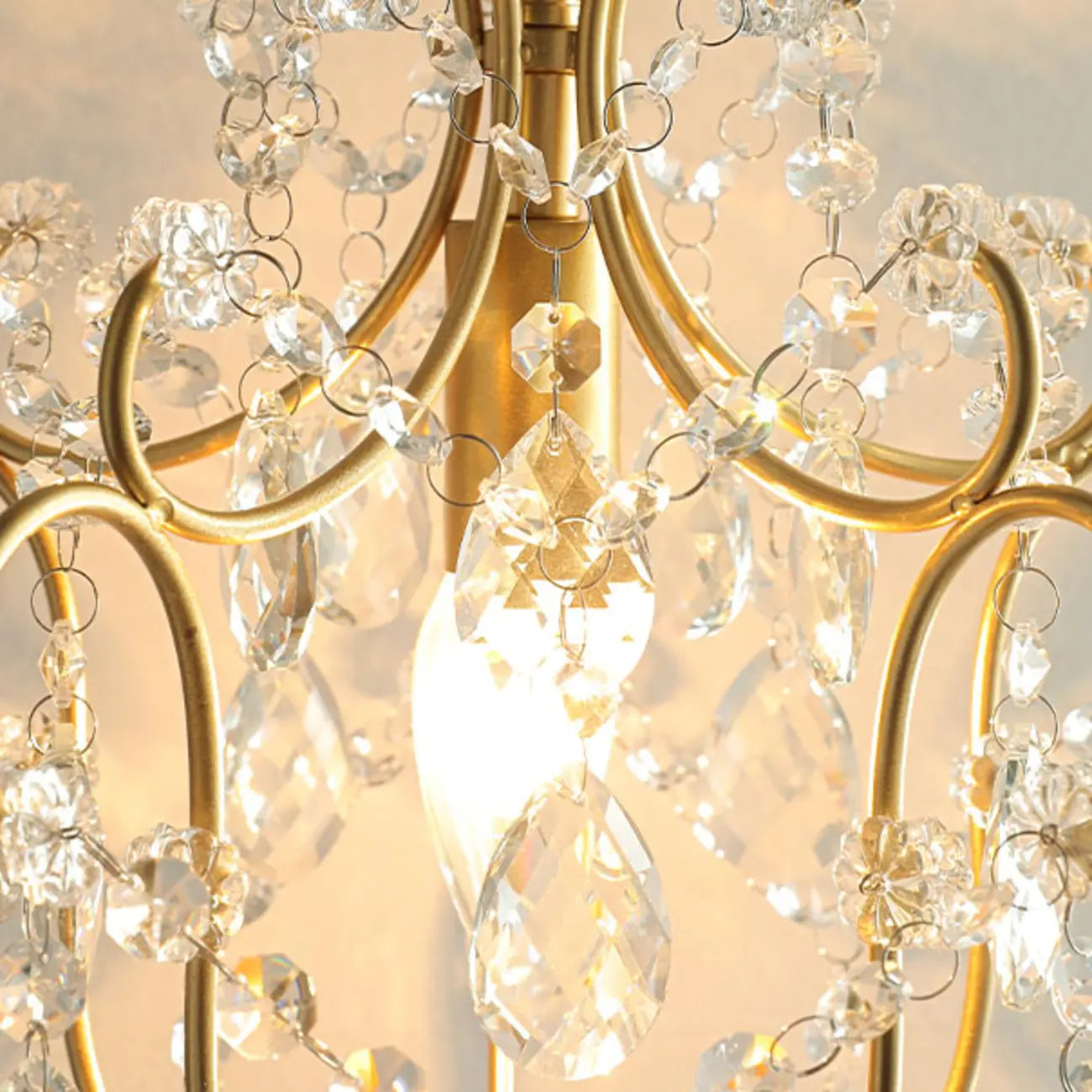 Elegant Gold Crystal Mini Kitchen Pendant Light Adjustable Chain