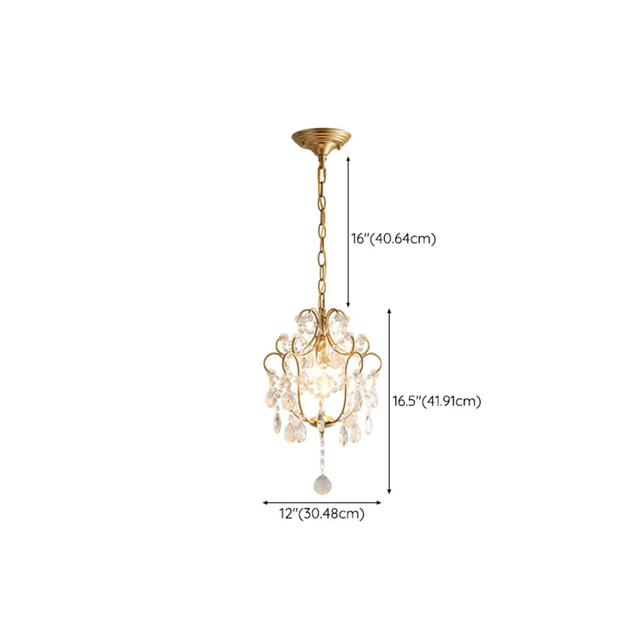 Elegant Gold Crystal Mini Kitchen Pendant Light Adjustable Chain