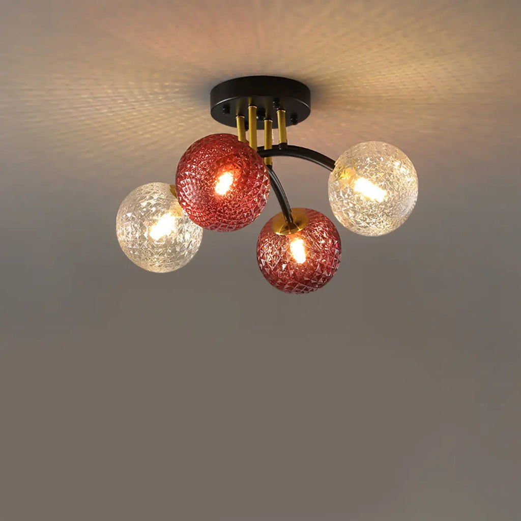 Modern Smoke Grey Glass Sphere Semi Flush Ceiling Light