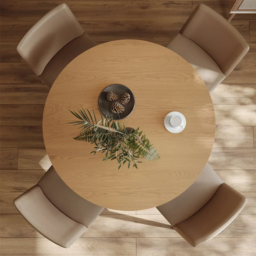 Modern Light Wood Round Dining Table