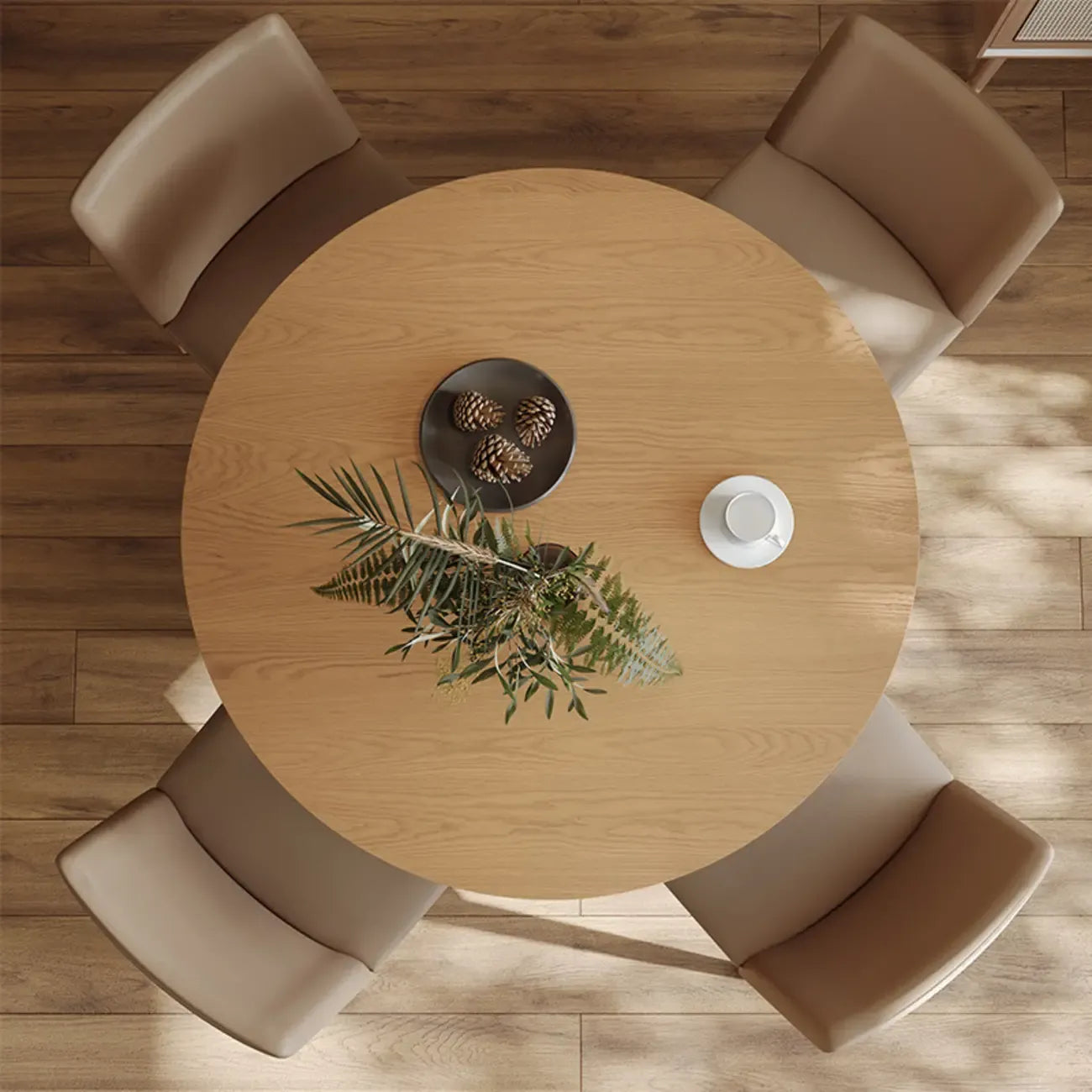 Modern Light Wood Round Dining Table
