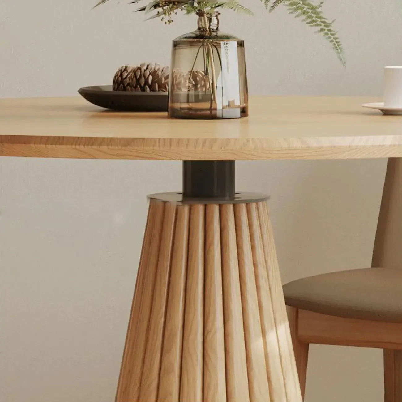 Modern Light Wood Round Dining Table