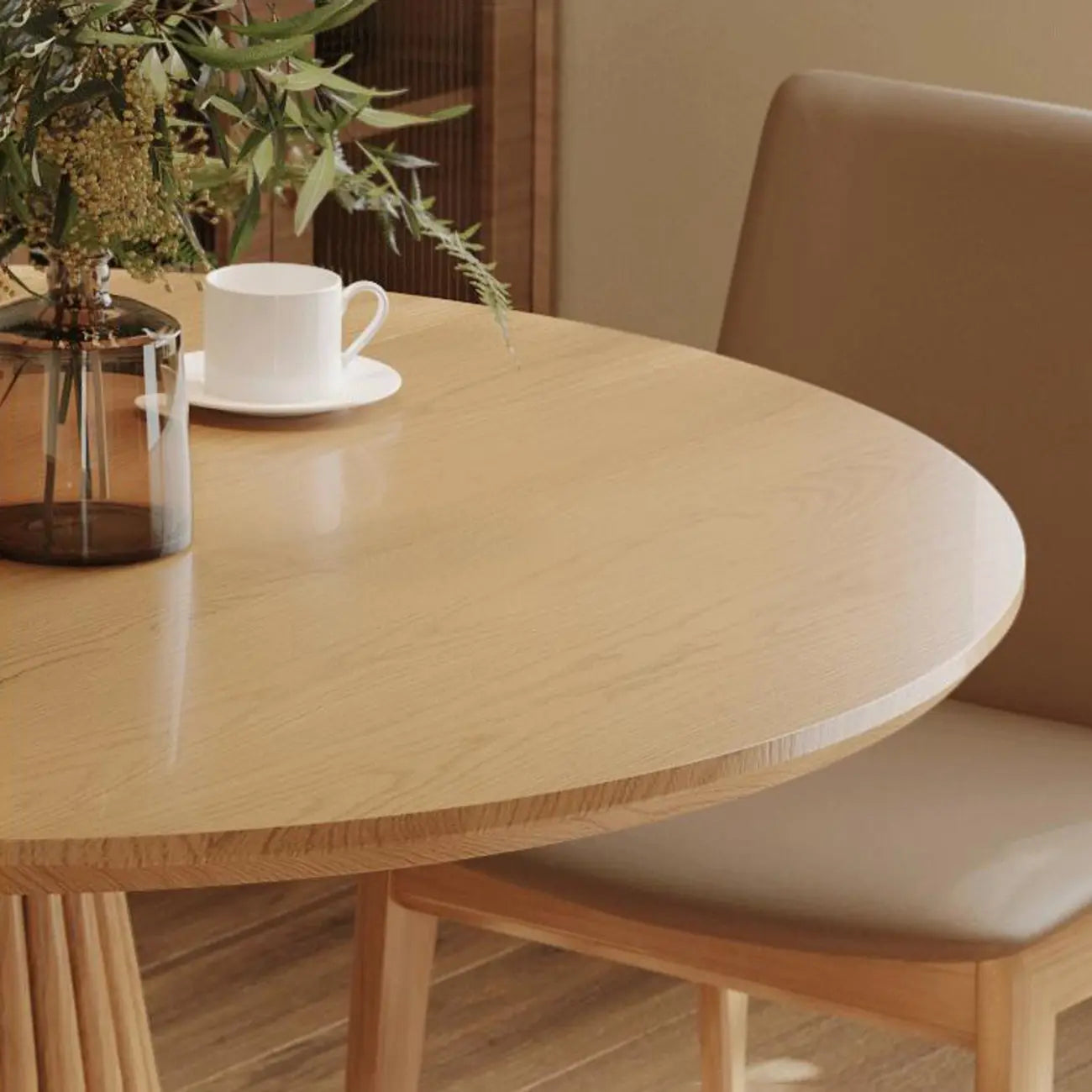 Modern Light Wood Round Dining Table