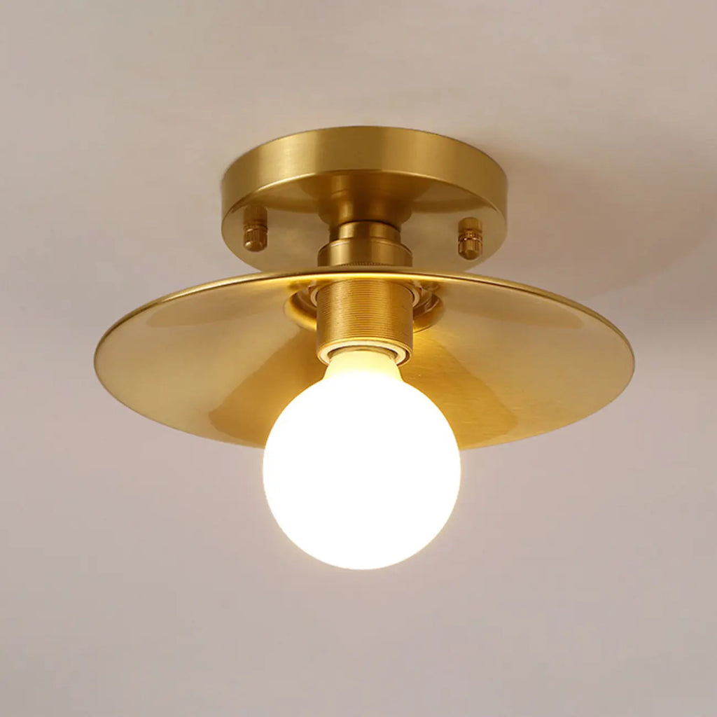 Minimalist Golden Cone Copper Semi Flush Ceiling Light