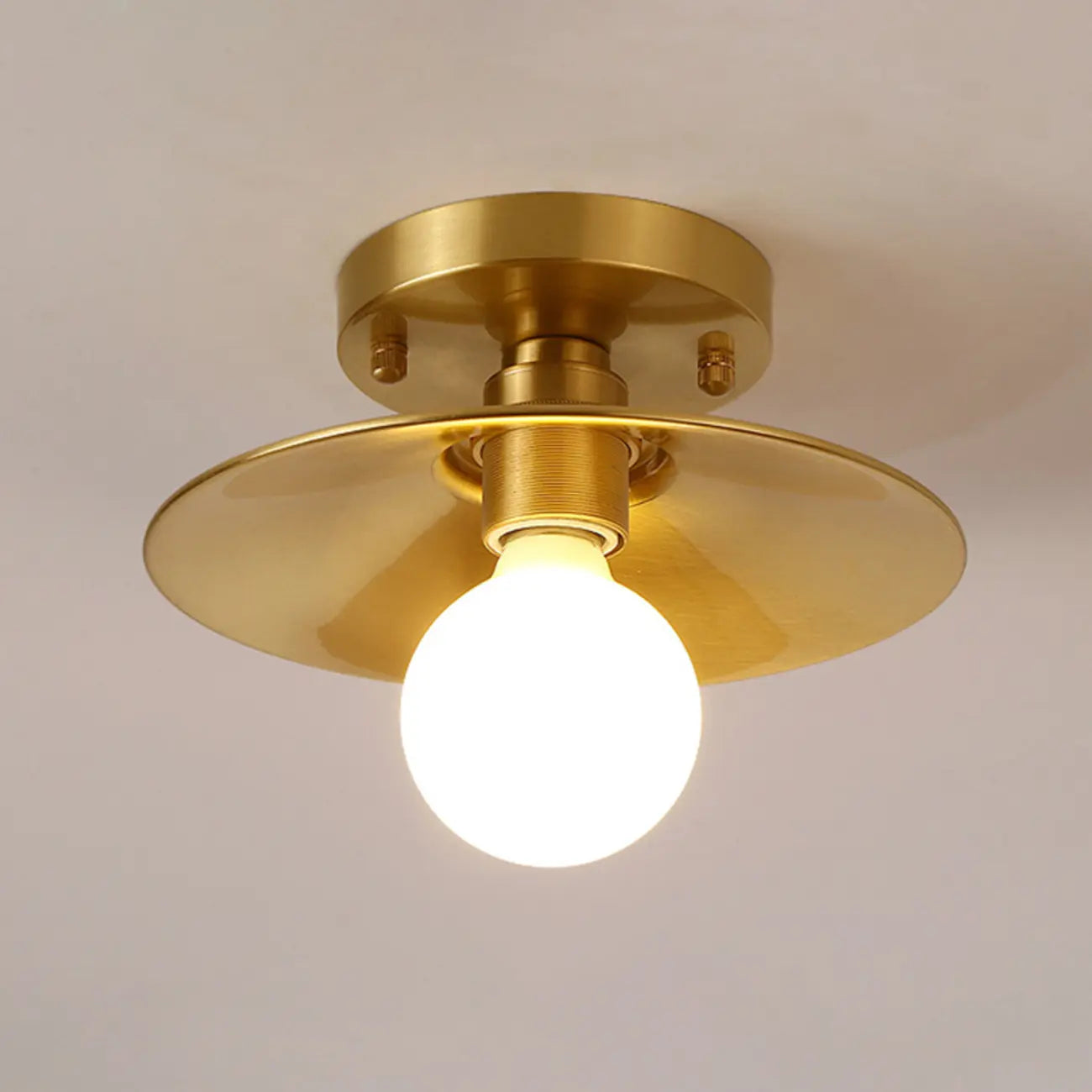 Minimalist Golden Cone Copper Semi Flush Ceiling Light
