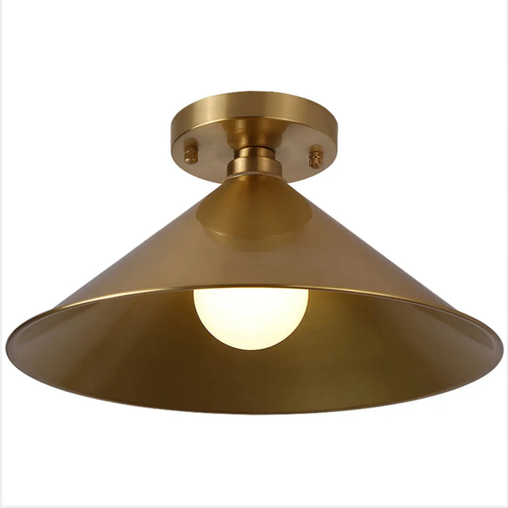 Minimalist Golden Cone Copper Semi Flush Ceiling Light