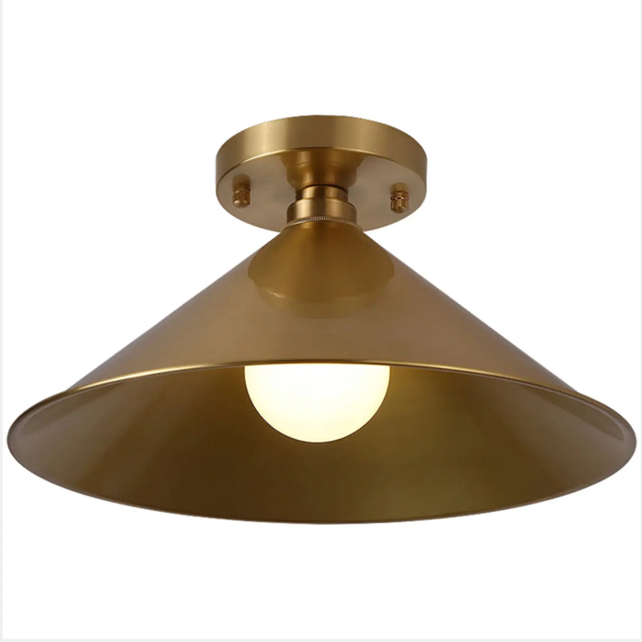 Minimalist Golden Cone Copper Semi Flush Ceiling Light