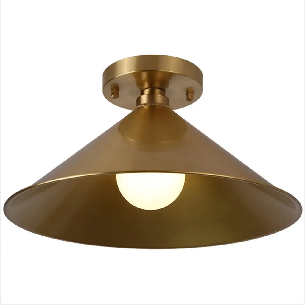 Minimalist Golden Cone Copper Semi Flush Ceiling Light