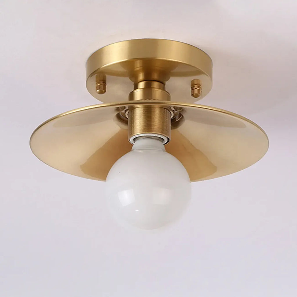 Minimalist Golden Cone Copper Semi Flush Ceiling Light