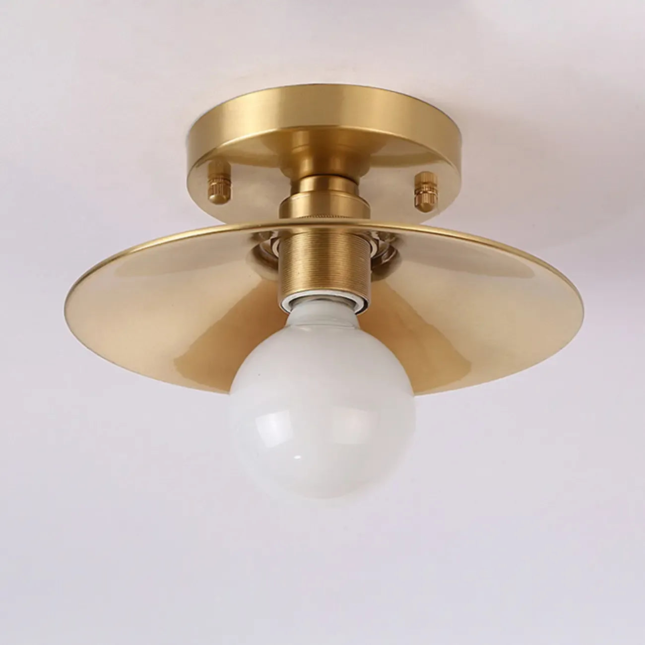 Minimalist Golden Cone Copper Semi Flush Ceiling Light