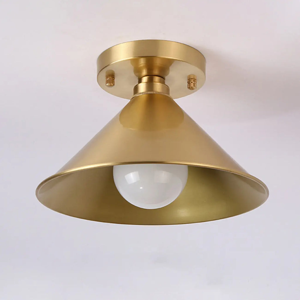 Minimalist Golden Cone Copper Semi Flush Ceiling Light