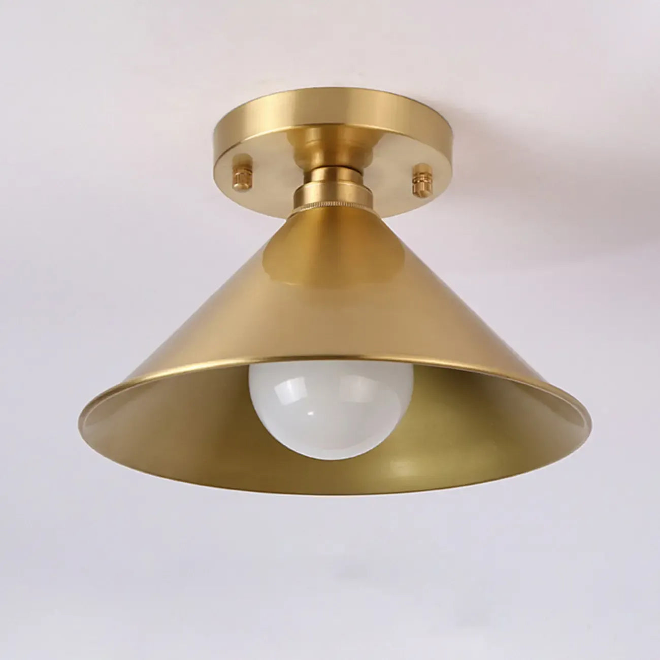 Minimalist Golden Cone Copper Semi Flush Ceiling Light