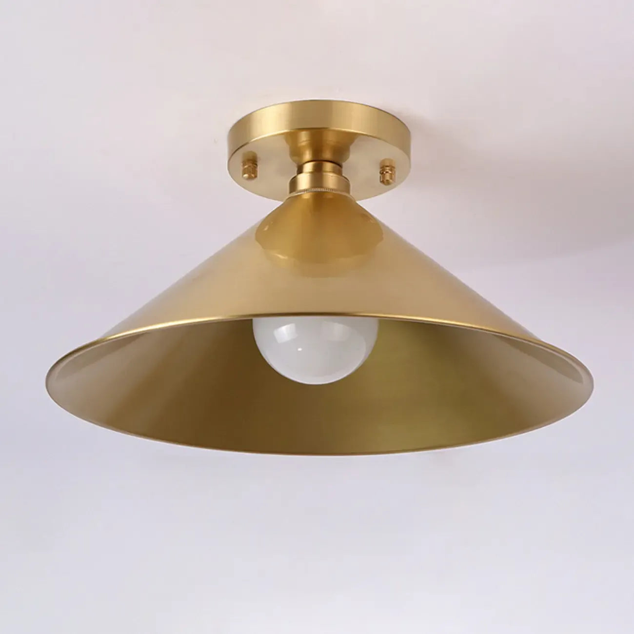 Minimalist Golden Cone Copper Semi Flush Ceiling Light