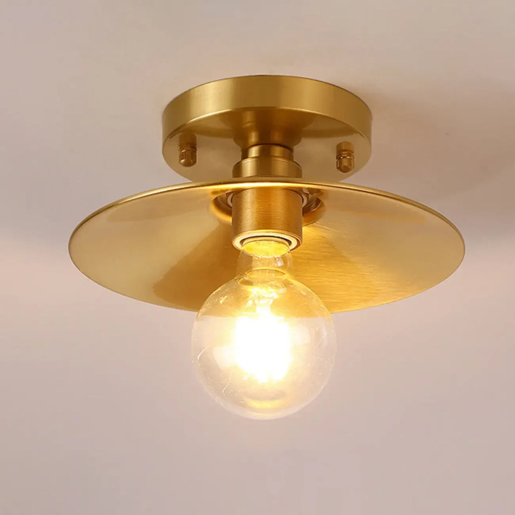 Minimalist Golden Cone Copper Semi Flush Ceiling Light