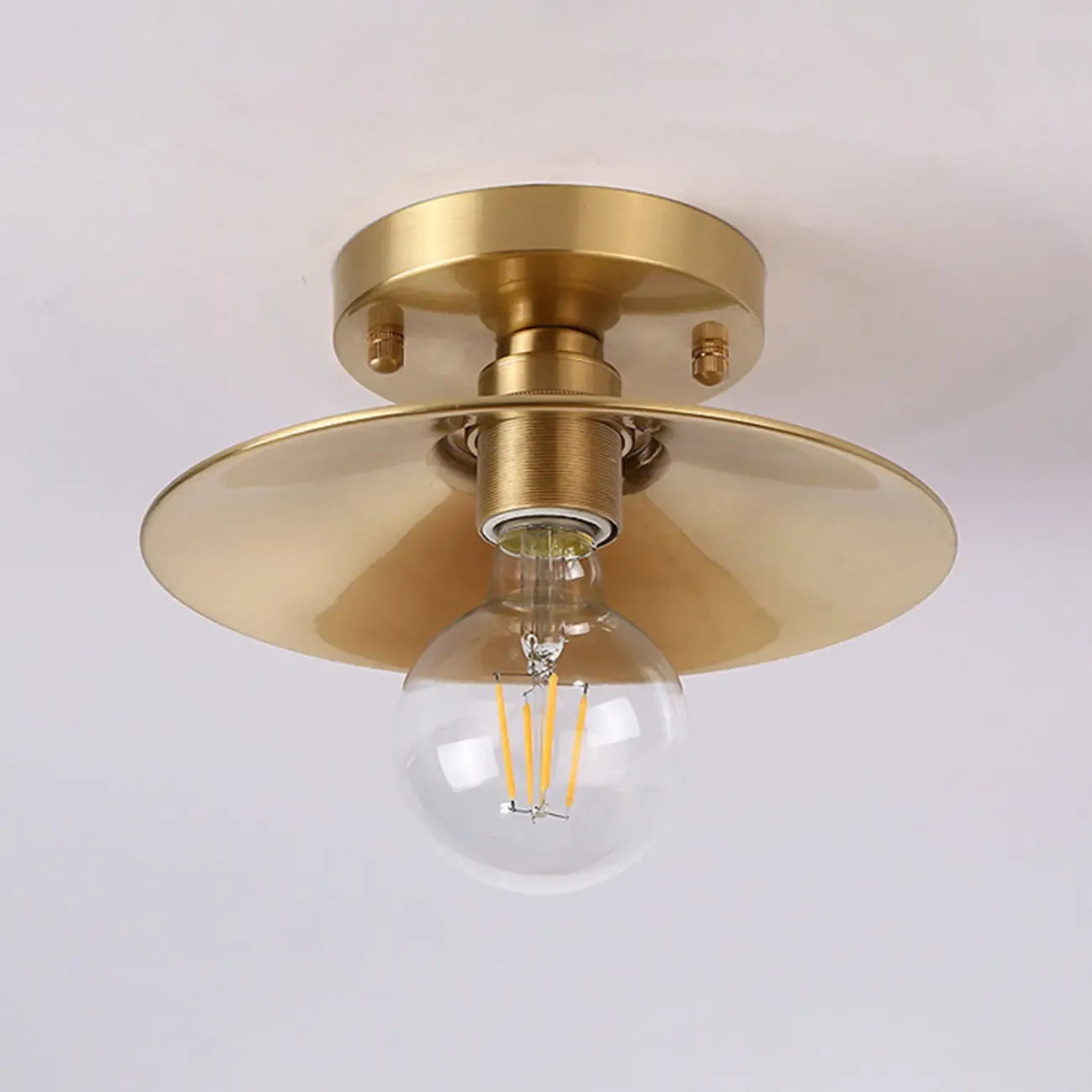 Minimalist Golden Cone Copper Semi Flush Ceiling Light