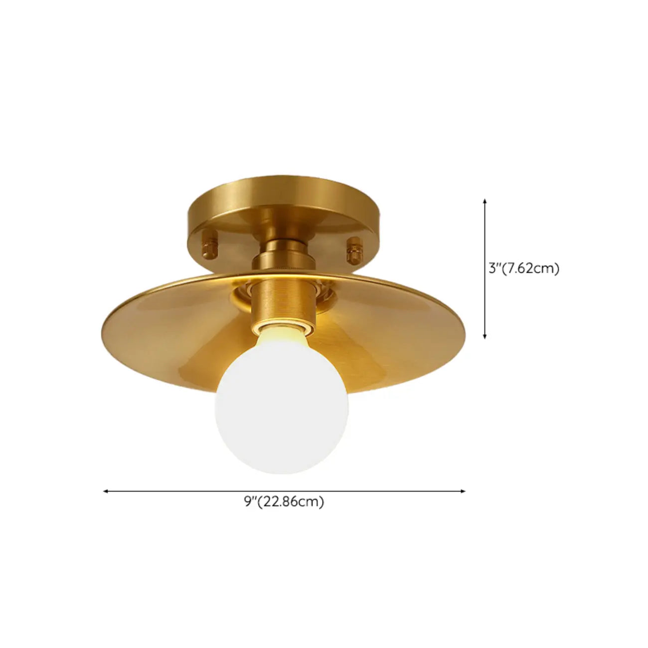 Minimalist Golden Cone Copper Semi Flush Ceiling Light