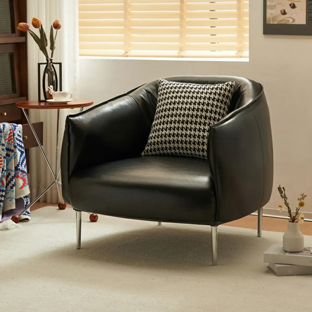 Modern Black Leather Lounge Chair Living Room