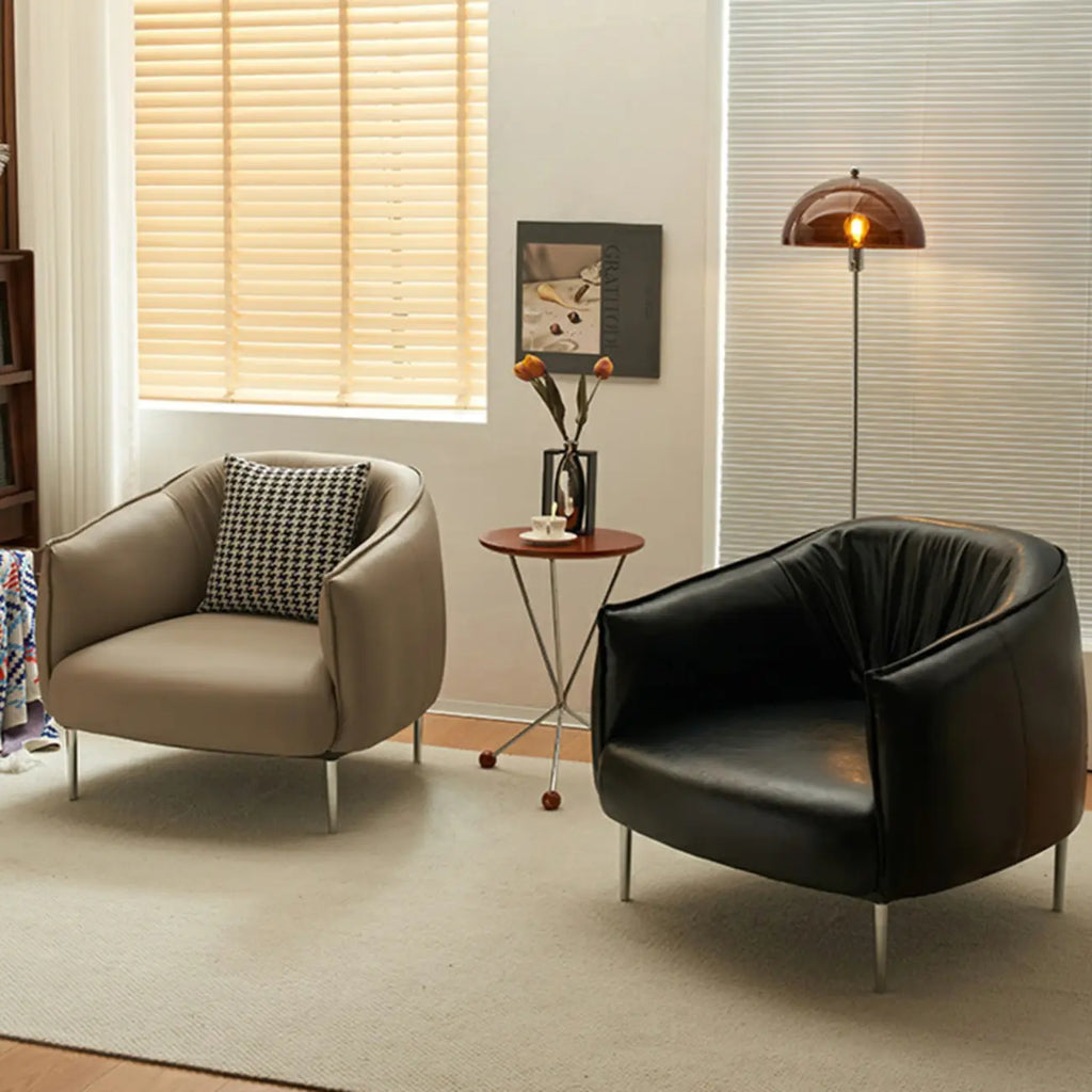 Modern Black Leather Lounge Chair Living Room