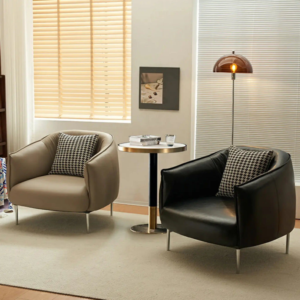 Modern Black Leather Lounge Chair Living Room