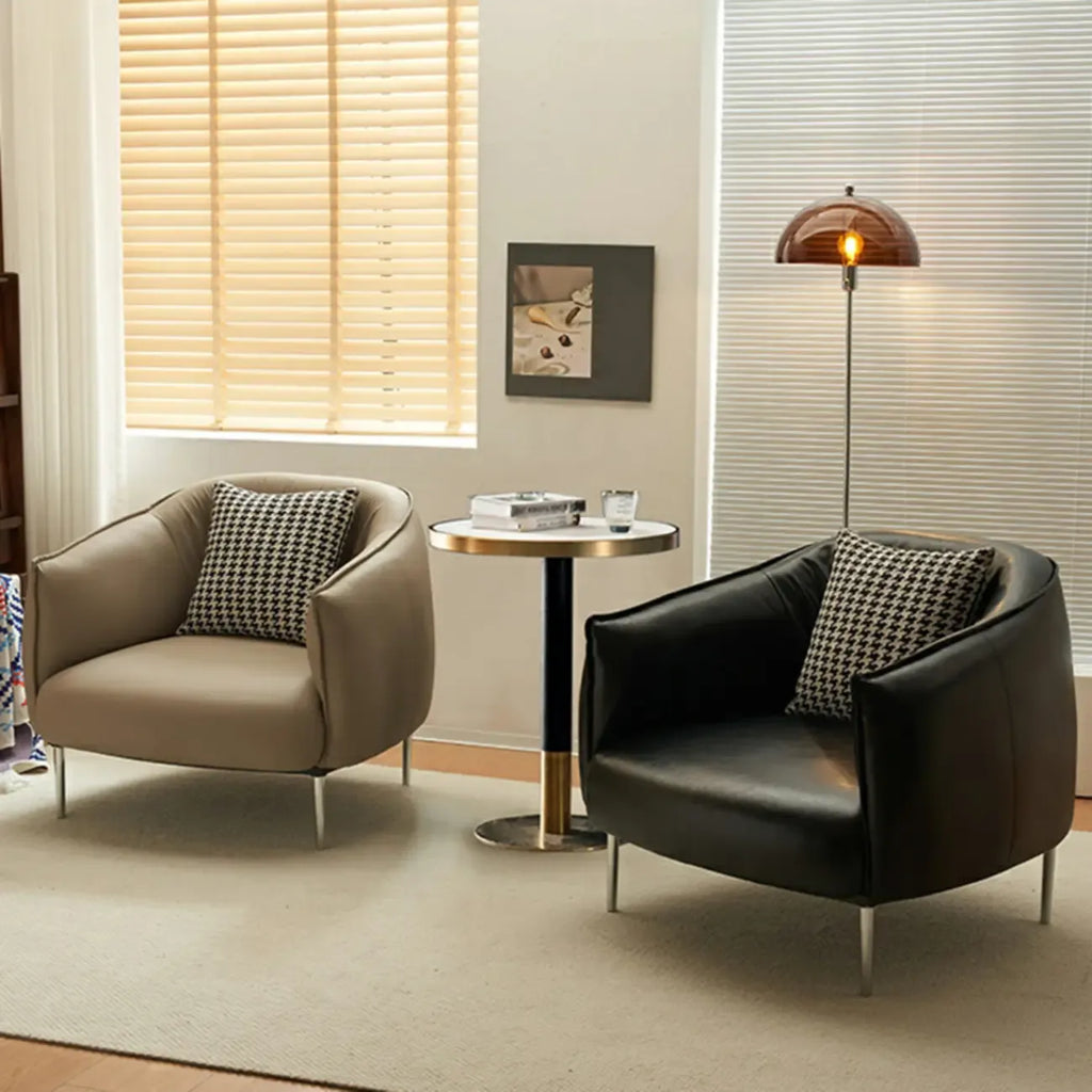 Modern Black Leather Lounge Chair Living Room