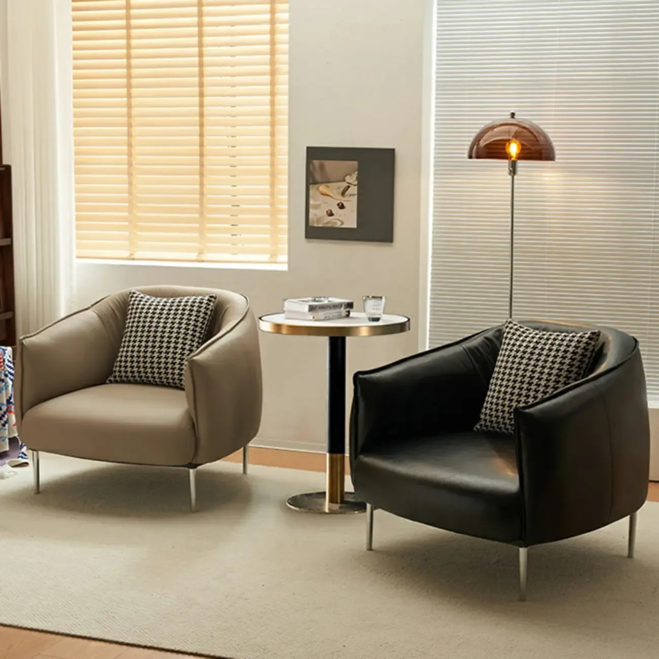 Modern Black Leather Lounge Chair Living Room