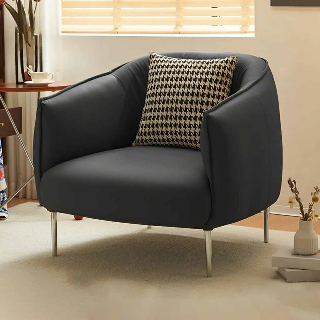 Modern Black Leather Lounge Chair Living Room