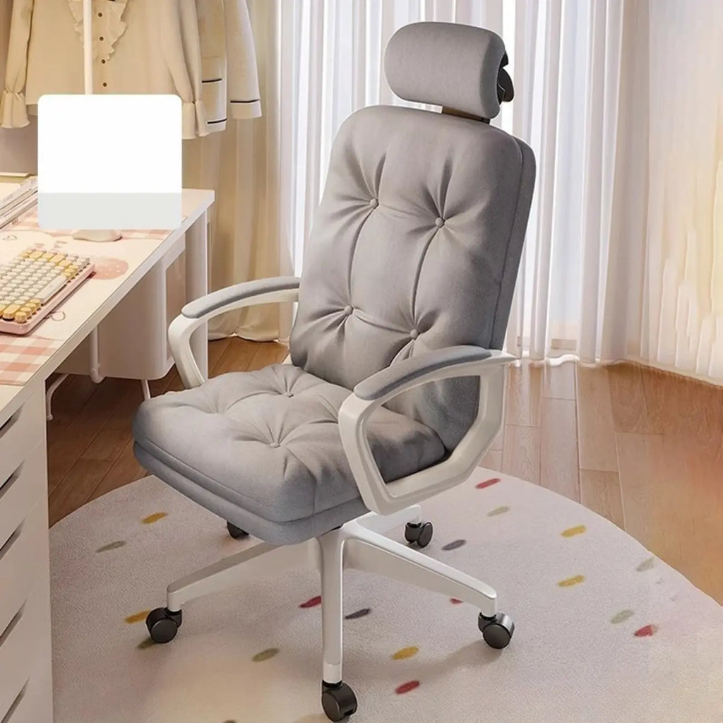 Modern White Leather Swivel Ergonomic Office Chair