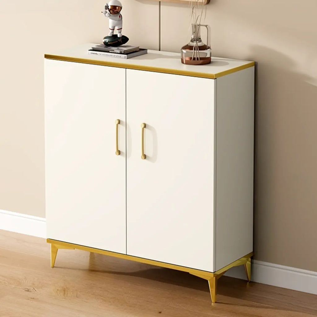 Trendy Grey Wood Hallway Shoe Cabinet with Gold Legs